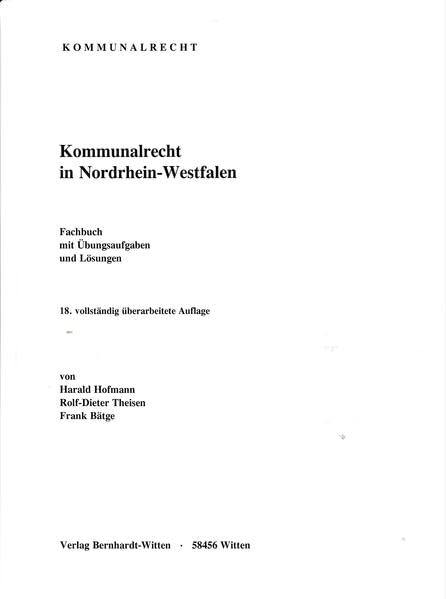 Kommunalrecht in Nordrhein-Westfalen: (keine Auslieferung über den Buchhandel) Law