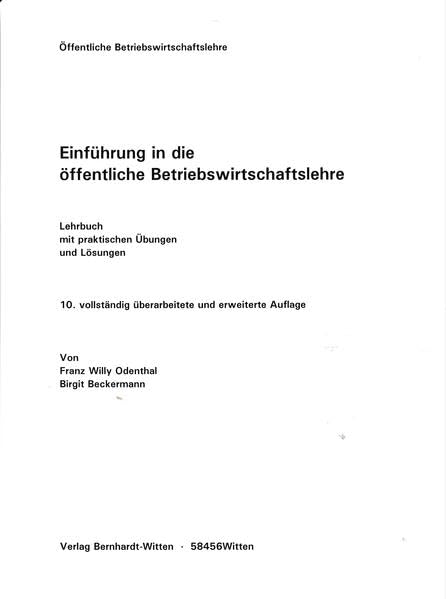 Einführung in die öffentliche Betriebswirtschaftslehre: (keine Auslieferung über den Buchhandel) Law