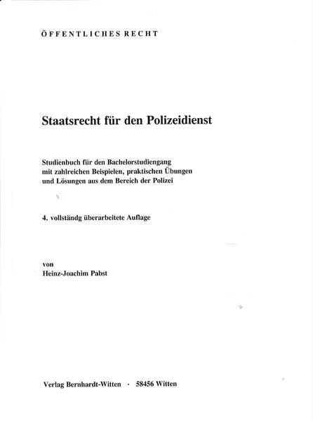 Staatsrecht für den Polizeidienst: (keine Auslieferung über den Buchhandel) Law