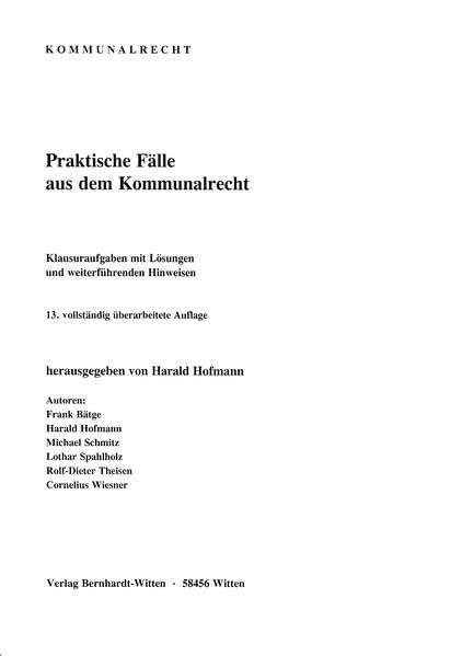 Praktische Fälle aus dem Kommunalrecht: (keine Auslieferung über den Buchhandel) Law