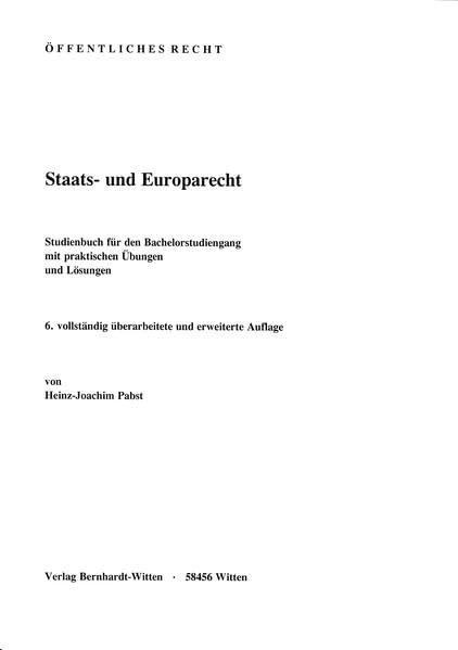Staats- und Europarecht: (keine Auslieferung über den Buchhandel) Law