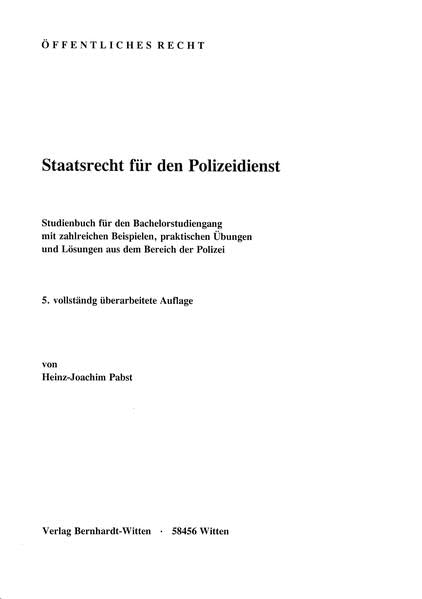 Staatsrecht für den Polizeidienst: (keine Auslieferung über den Buchhandel) Law