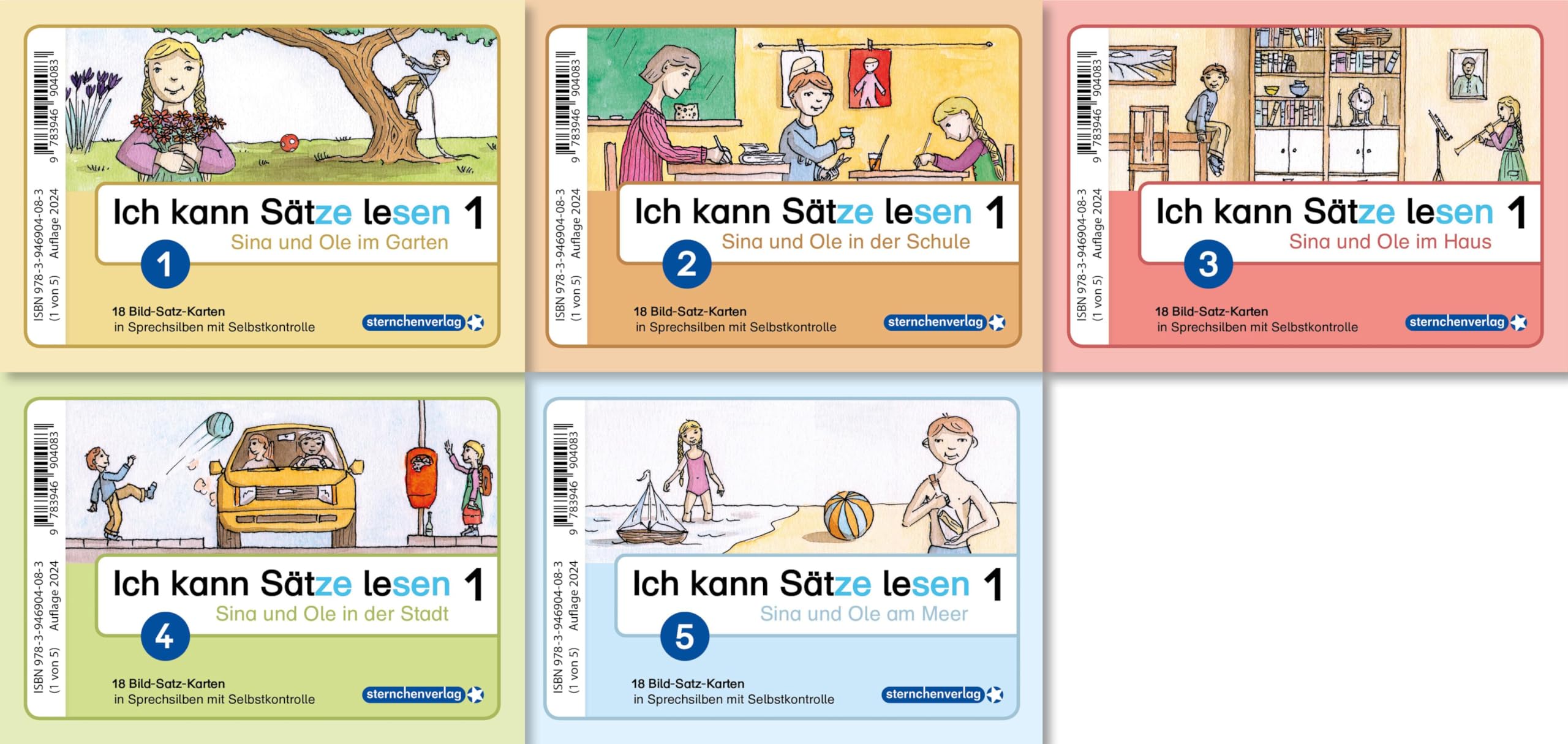 Ich kann Sätze lesen Teil 1 - In Sprechsilben - 90 Bild-Satz-Karten mit Selbstkontrolle: 5 verschiedene Themen mit je 18 Bild-Satz-Karten General education