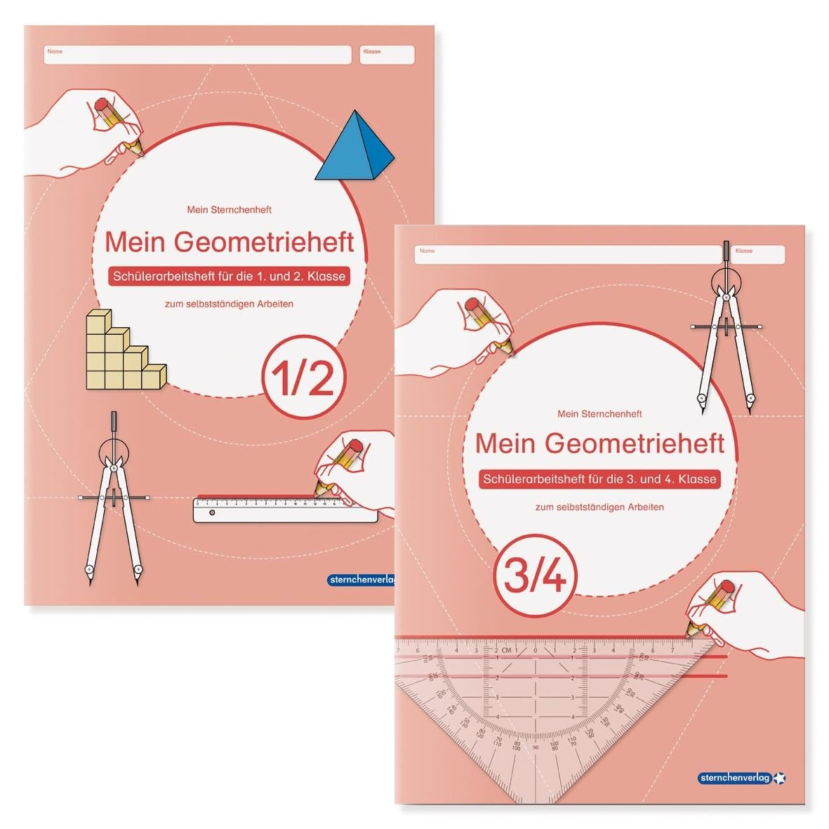 Mein Geometrieheft 1/2 und 3/4 im Set: geeignet für die 1. bis 4. Klasse, beinhaltet motivierende Arbeitsseiten zum Thema Form und Raum Learning & Reference