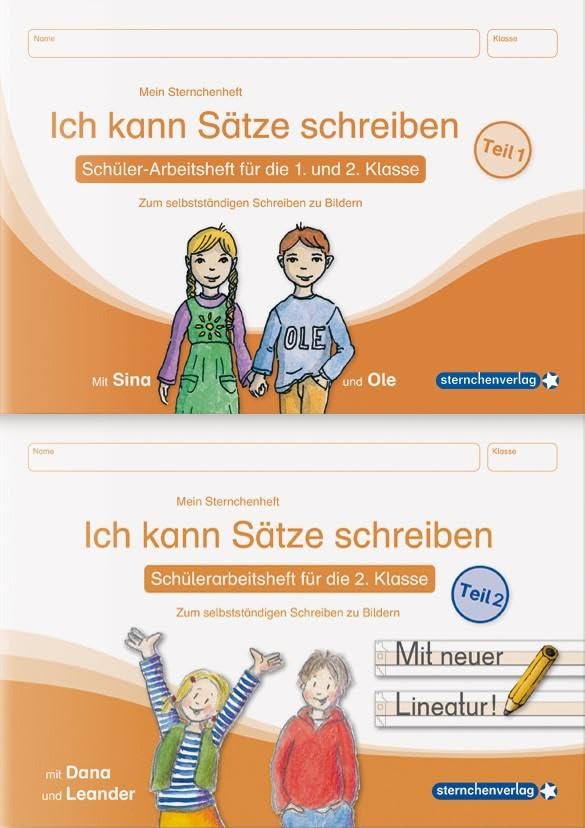 Ich kann Sätze schreiben Teil 1 und 2 im Set - Schülerarbeitshefte für die 1. und 2. Klasse: Meine Sternchenhefte zum selbstständigen Schreiben zu Bildern (Mein Sternchenheft) Learning & Reference