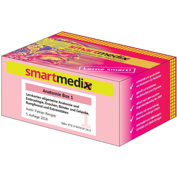 SmartMedix Lernkarten Anatomie Box 1: Allgemeine Anatomie und Embryologie, Knochen, Bänder und Gelenke, Rumpfwand und Extremitäten Medicine