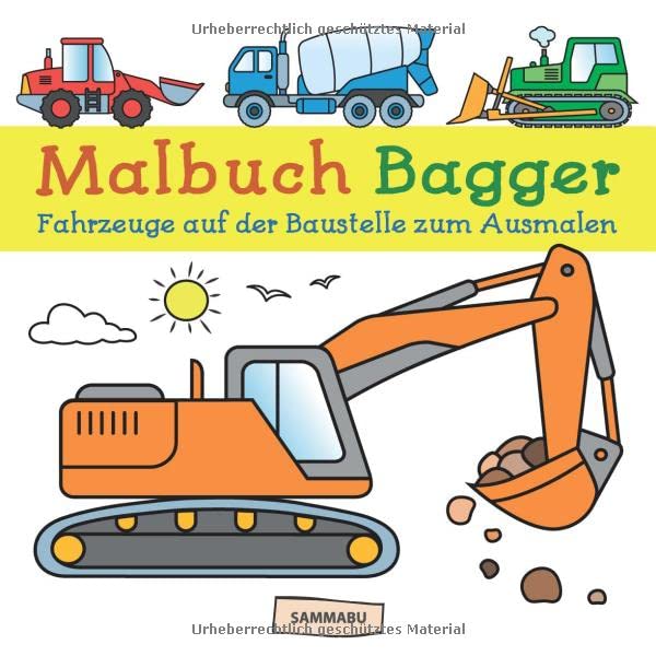 Malbuch Bagger: Fahrzeuge auf der Baustelle zum kreativen Ausmalen Business & Technology