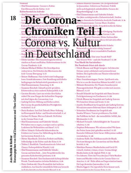 Die Corona-Chroniken Teil 1: Das erste Jahr Corona vs. Kultur in Deutschland (Aus Politik & Kultur: Zeitung des Deutschen Kulturrates) Law