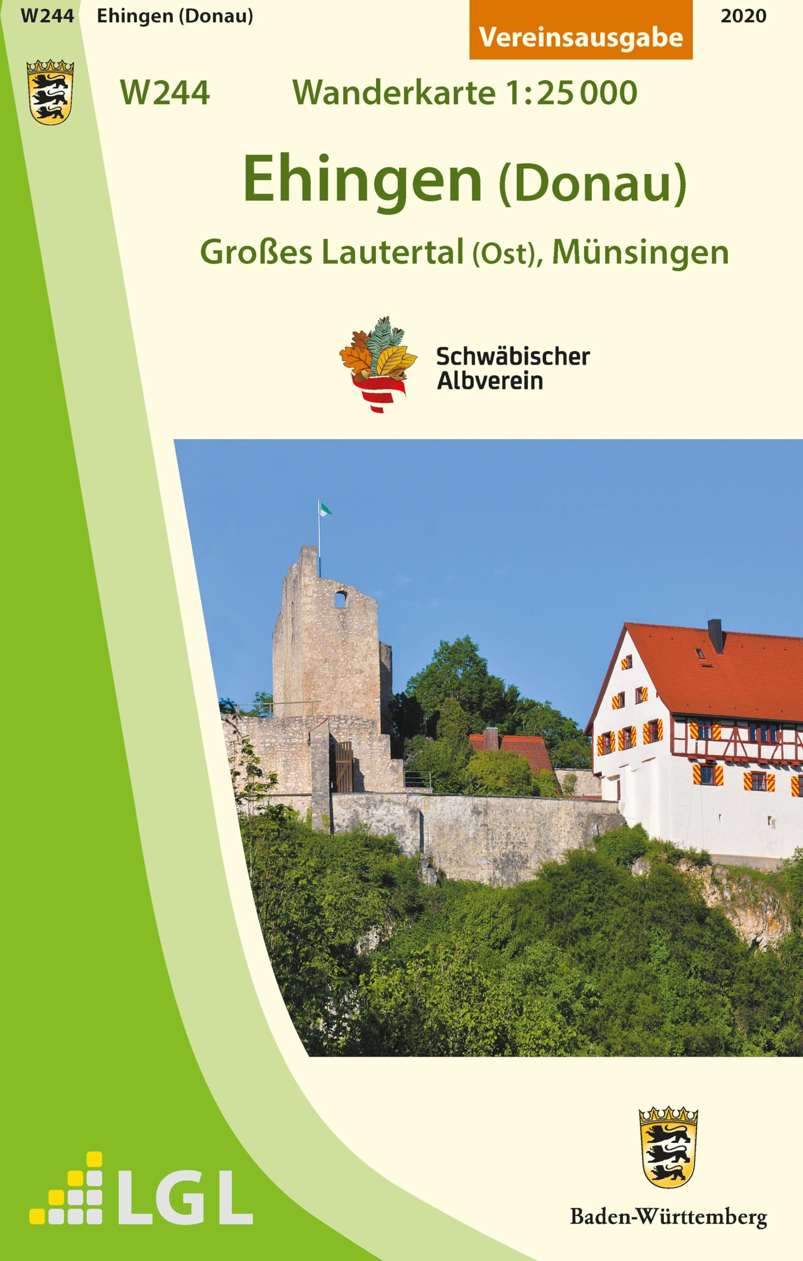 W244 Ehingen (Donau) - Großes Lautertal (Ost), Münsingen: Wanderkarte 1:25.000 (Karte des Schwäbischen Albvereins) Leisure, Home & Garden