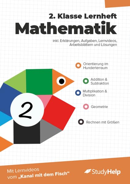 2. Klasse Mathematik Lernheft mit Lernvideos von "Kanal mit dem Fisch": inkl. weiteren Arbeitsblättern und interaktivem Übungsmaterial (Mathe für die ... Lernvideos und digitalen Zusatzmaterialien) Study Guides