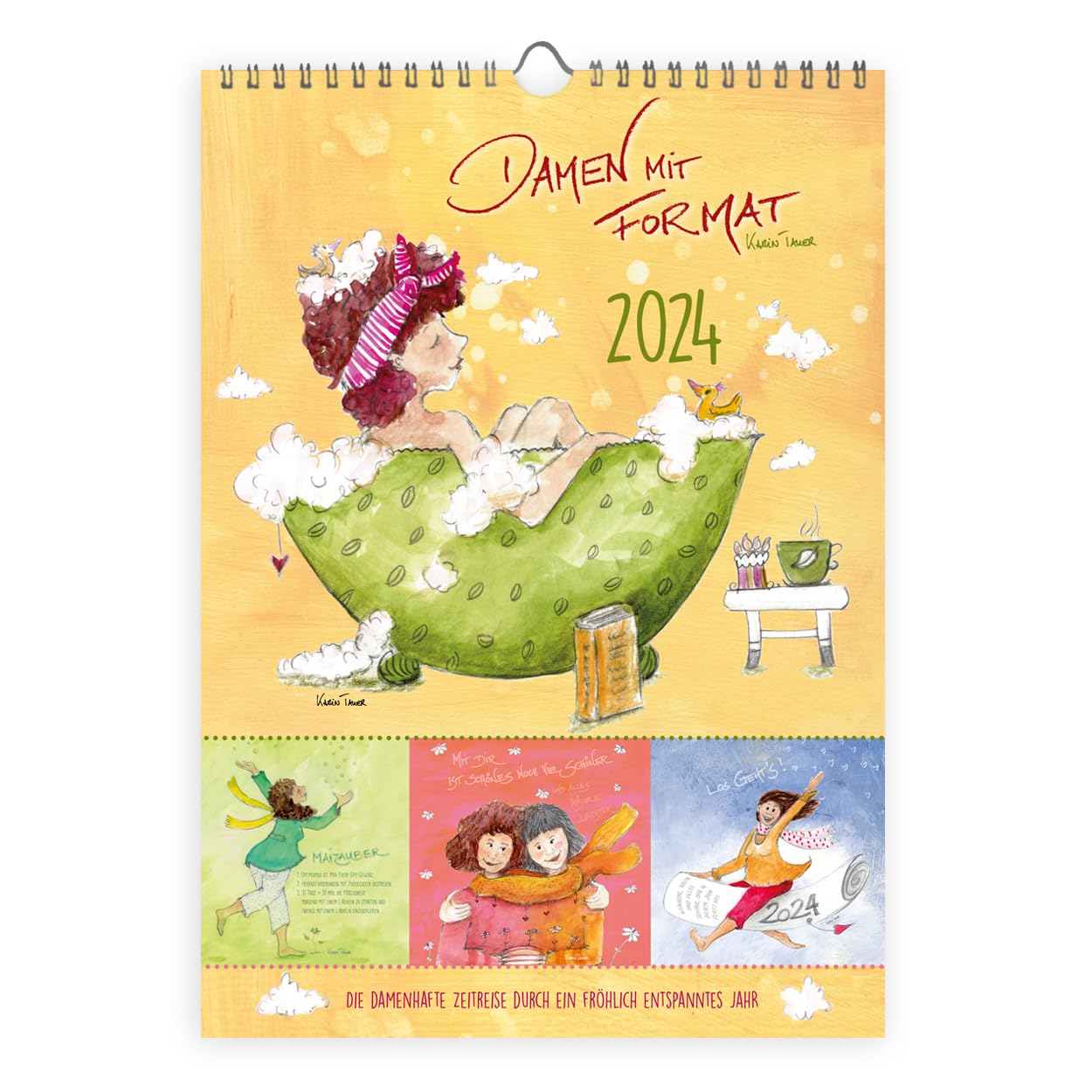 Wandkalender 2024 A4 "Damen mit Format" zum Aufhängen I Inspirierende Gedanken Kalender I Für Zuhause oder das Büro, 14 Seiten Monatsplaner für (Power) Frauen, kreiert von Karin Tauer Lifestyle