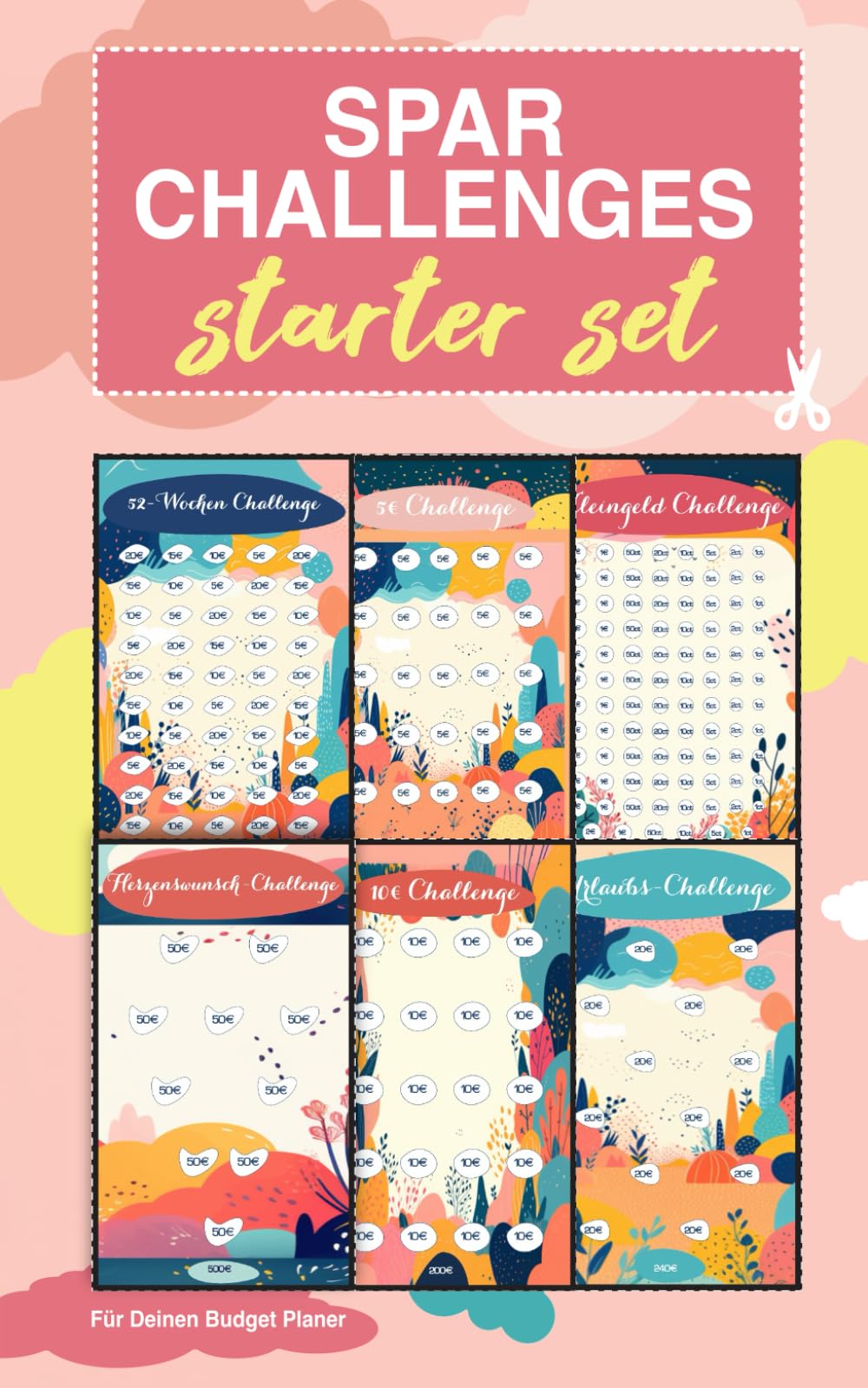 Farbige Spar Challenges STARTER SET für Deinen Budget Planer - die 6 beliebtesten Challenges für Anfänger: Zum Herausschneiden, inklusive passender ... nebenbei 1850€ sparen. Das perfekte Geschenk! Business, Finance & Career