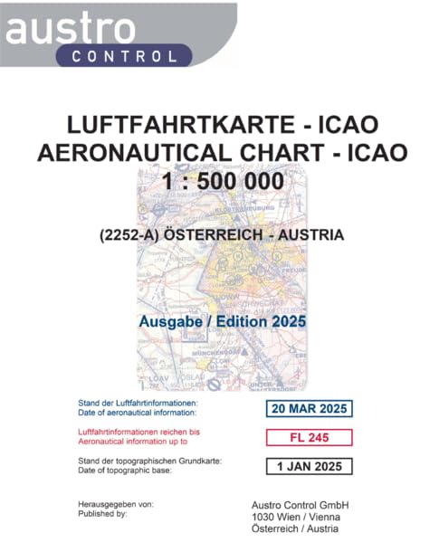 Luftfahrtkarte - ICAO 1:500.000 (Ausgabe 2025; plan): (2252-A) Österreich Business & Technology