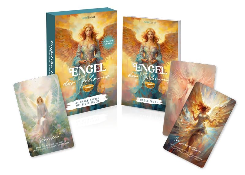 Engelkarten "Engel der Führung" - 44 wundervolle Orakelkarten im Tarot-Format mit liebevollen Botschaften, inkl. 112-seitigem Booklet, hochwertige UV-Lackierung, limitierte Erstauflage Card Games
