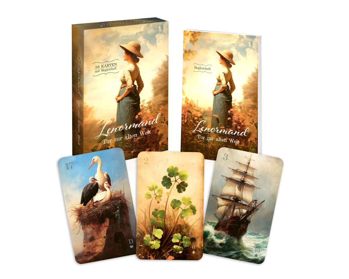 SOULTAROT Lenormand Karten "Tor zur alten Welt" - 36 mystische Lenormandkarten im Tarot-Format mit Motiven des 19. Jahrhunderts, inklusive 48-seitigem Booklet. Wahrsagekarten, Orakelkarten Card Games