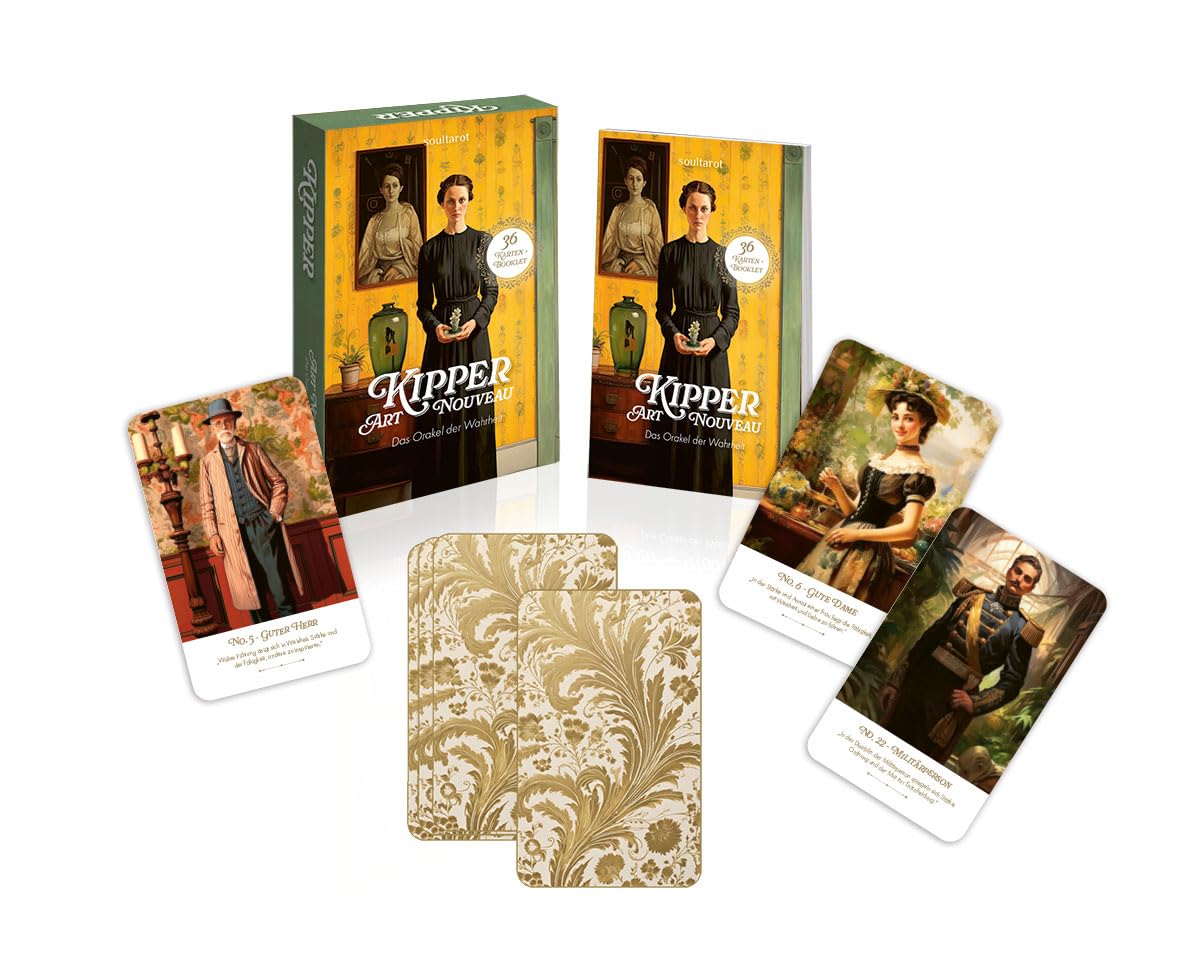 SOULTAROT Kipperkarten „Art Nouveau“ Kartendeck – 36 Kipper Karten im Tarot-Format mit eleganten, zeitlosen Motiven, inkl. 48-seitigem Booklet, Wahrsagekarten und Orakelkarten Books