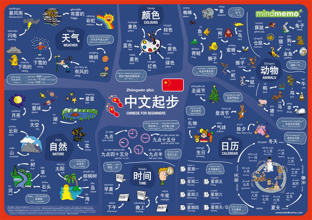 mindmemo Lernposter - Chinesisch für Anfänger - spielend Chinesisch lernen für Kinder Social Sciences