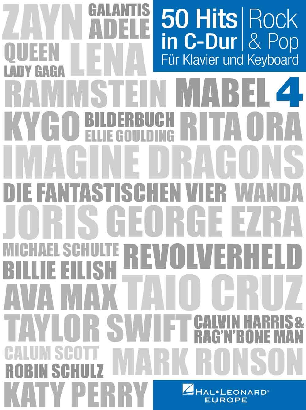 50 Hits in C-Dur - Rock- und Pop - Band 4 | Songbuch für Klavier, Gitarre und Gesang | Anfängerfreundliches Notenbuch für Übungsstunden und zum Spielen zu Hause mit einfachen Arrangements Sheet Music