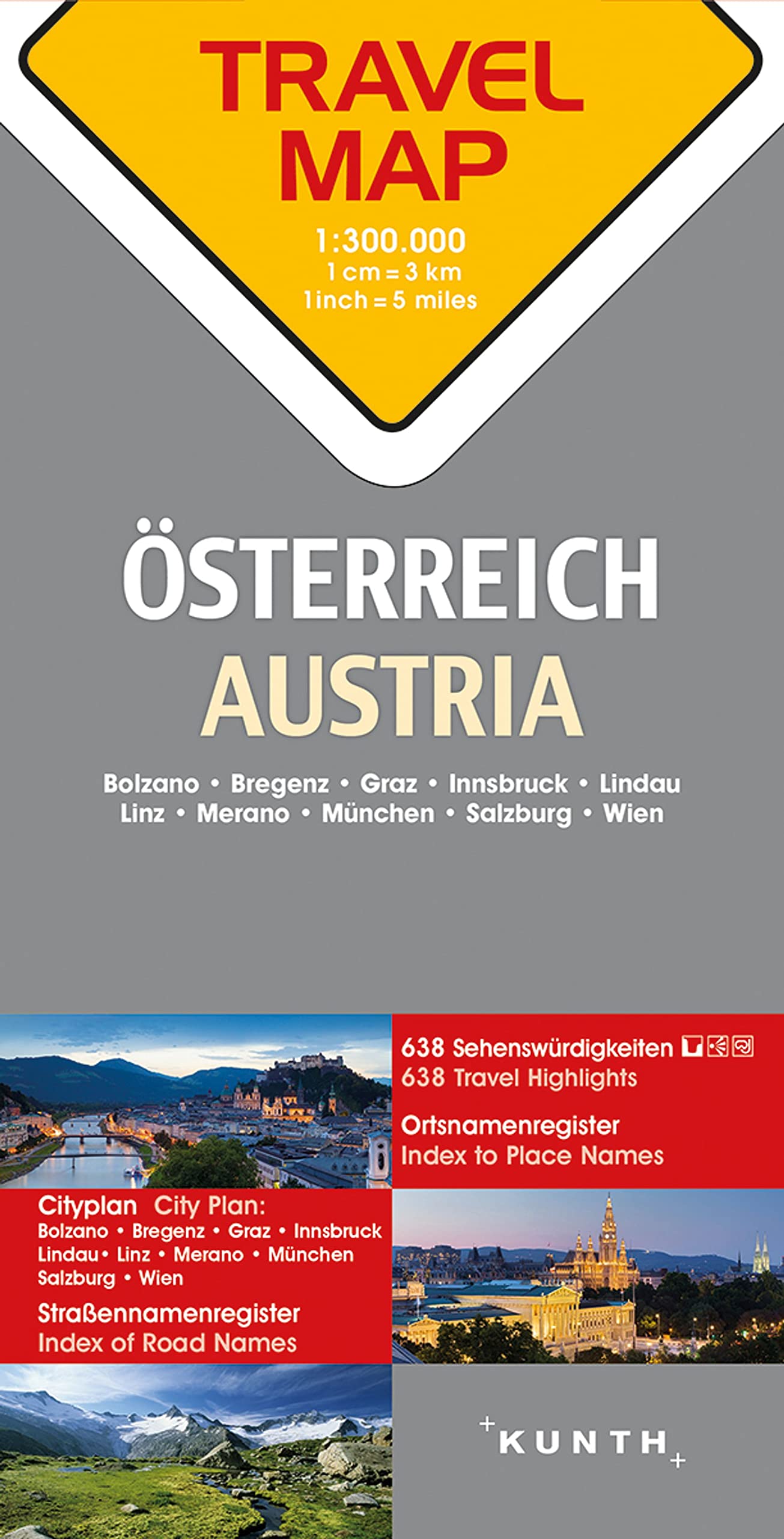 KUNTH TRAVELMAP Österreich 1:300.000: Travel Map Austria Leisure, Home & Garden