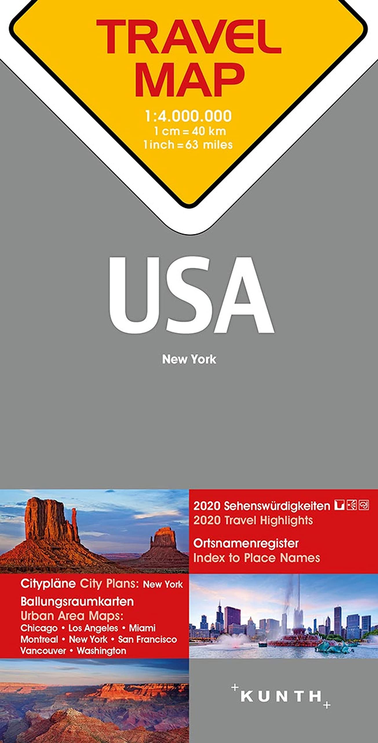 KUNTH TRAVELMAP USA 1:4 Mio. Leisure, Home & Garden