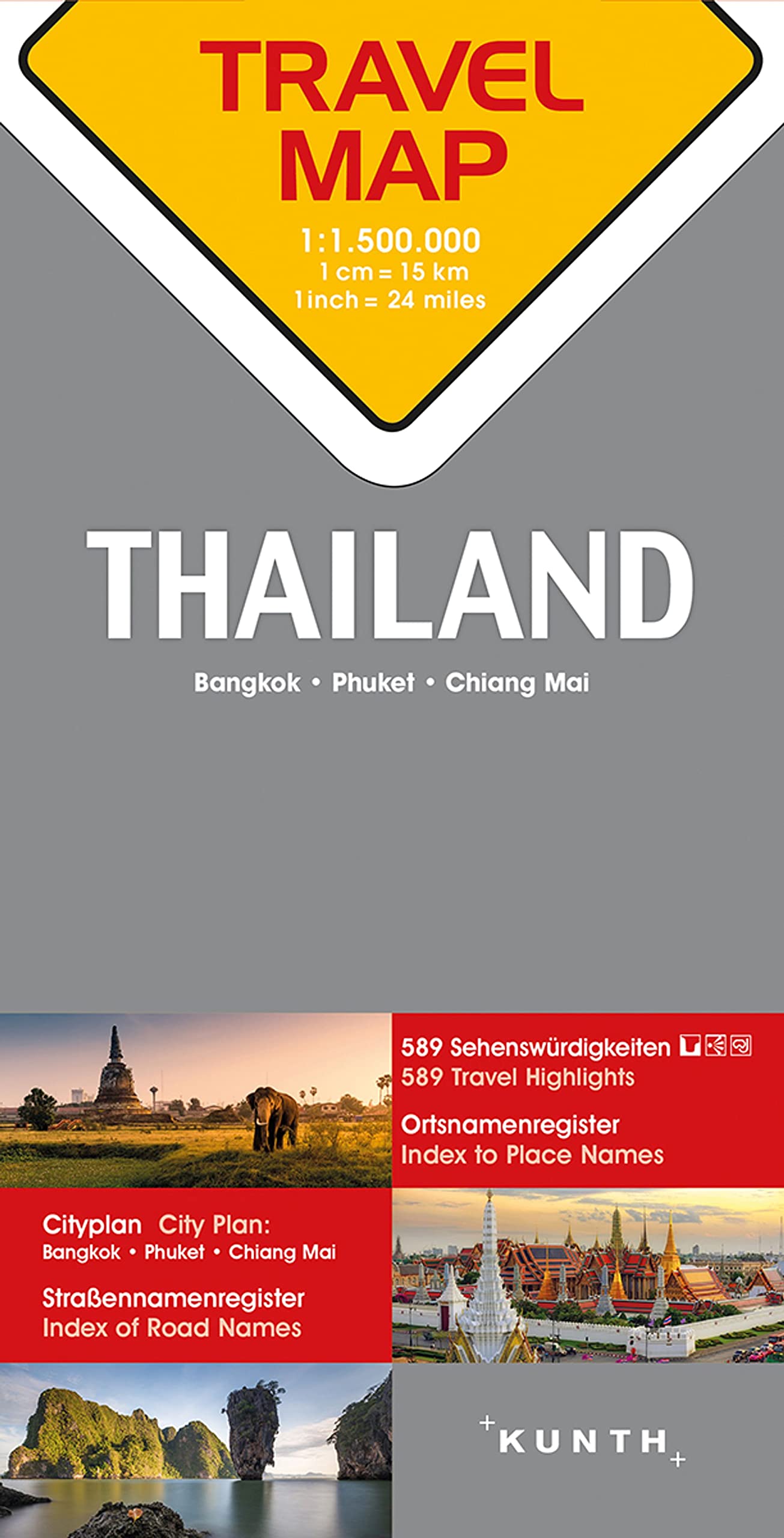 KUNTH TRAVELMAP Thailand 1:1,5 Mio. Leisure, Home & Garden