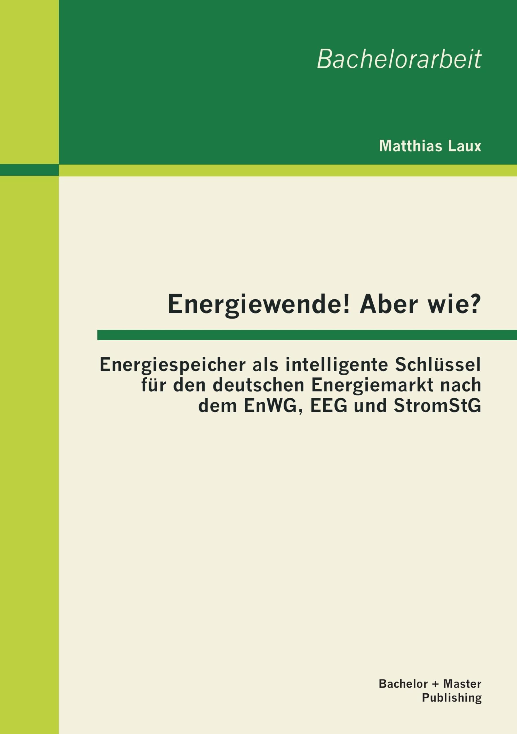 Energiewende! Aber wie? Energiespeicher als intelligente Schlüssel für den deutschen Energiemarkt nach dem EnWG, EEG und StromStG Professional & Reference Books
