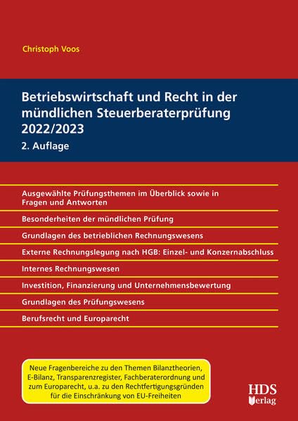 Betriebswirtschaft und Recht in der mündlichen Steuerberaterprüfung 2022/2023 Law
