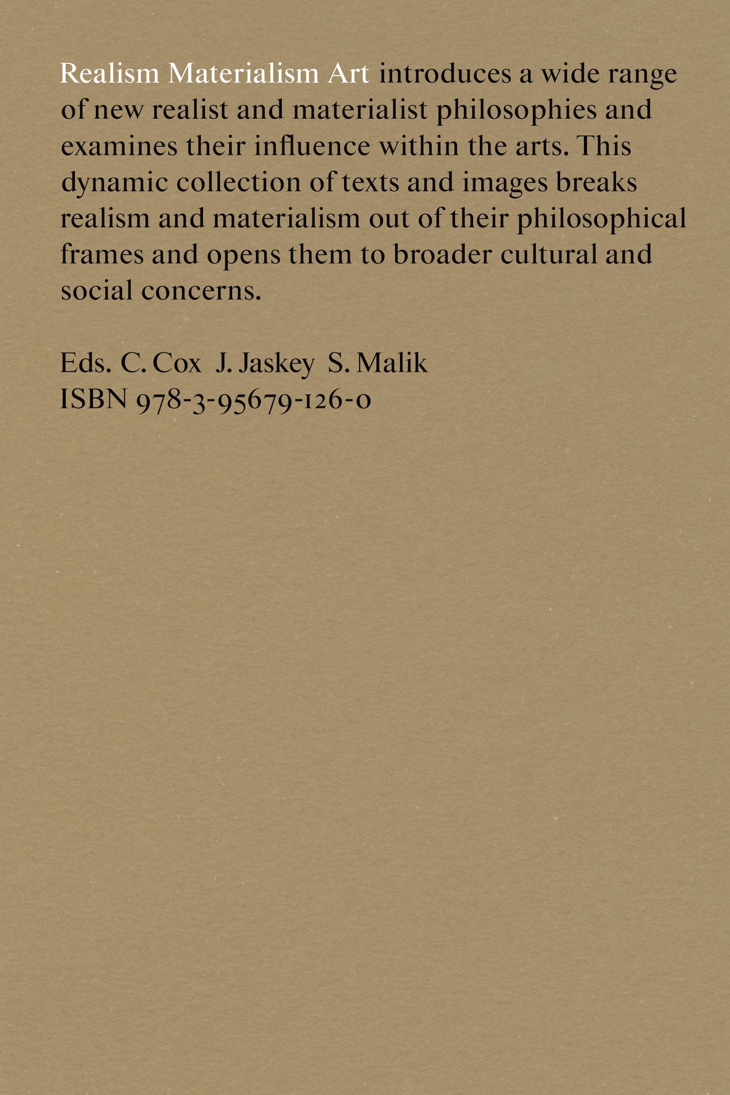 Realism Materialism Art: édition anglaise Film, Art & Culture