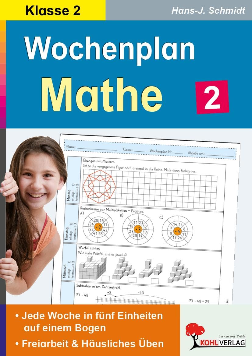 Wochenplan Mathe Mathematik Klasse 2 Grundschule Grundschrift Addition Subtraktion Grundrechenarten | Tägliche Übungen Zahlenraum Wiederholung ... übersichtlich auf einem Bogen! (2. Schuljahr) Professional & Reference Books