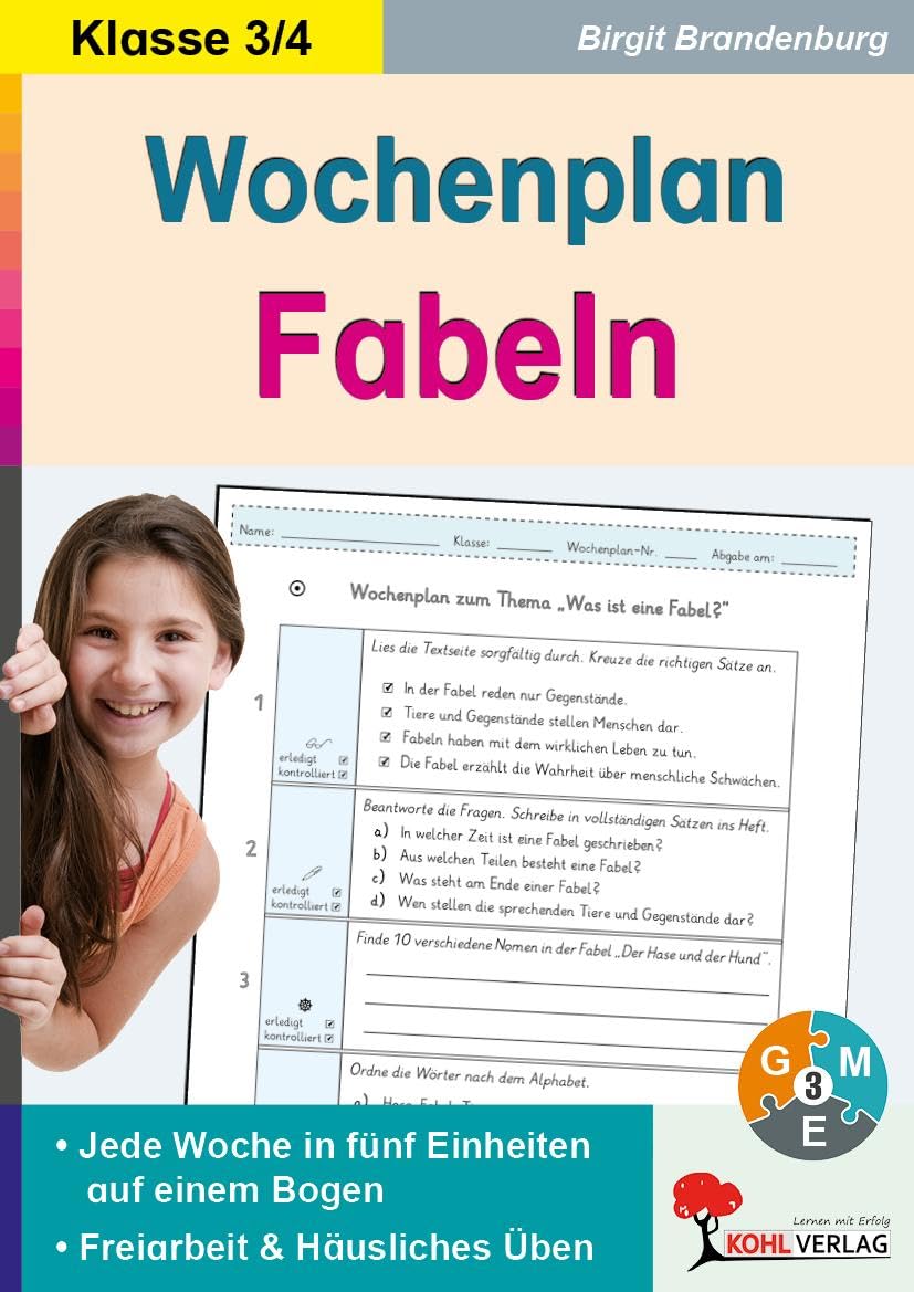Wochenplan Fabeln / Klasse 3-4: Jede Woche in fünf Einheiten auf einem Bogen im 3.-4. Schuljahr Professional & Reference Books