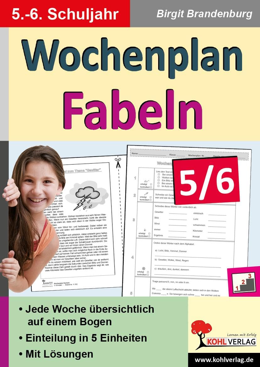Wochenplan Fabeln / Klasse 5-6: Jede Woche in fünf Einheiten auf einem Bogen im 5.-6. Schuljahr: Kopiervorlagen zum Einsatz im 5.-6. Schuljahr Professional & Reference Books