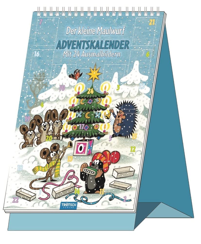 TRÖTSCH – Adventskalender "Der kleine Maulwurf" | Weihnachtskalender mit 24 lustigen Winter- & Weihnachtsmotiven zum Ausmalen: Kreativer Adventskalender mit Türchen zum Öffnen Calendars