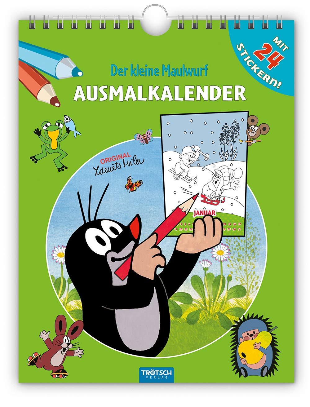 Ausmalkalender Der kleine Maulwurf: Immerwährend und mit vielen Stickern (Kinderkalender) Calendars