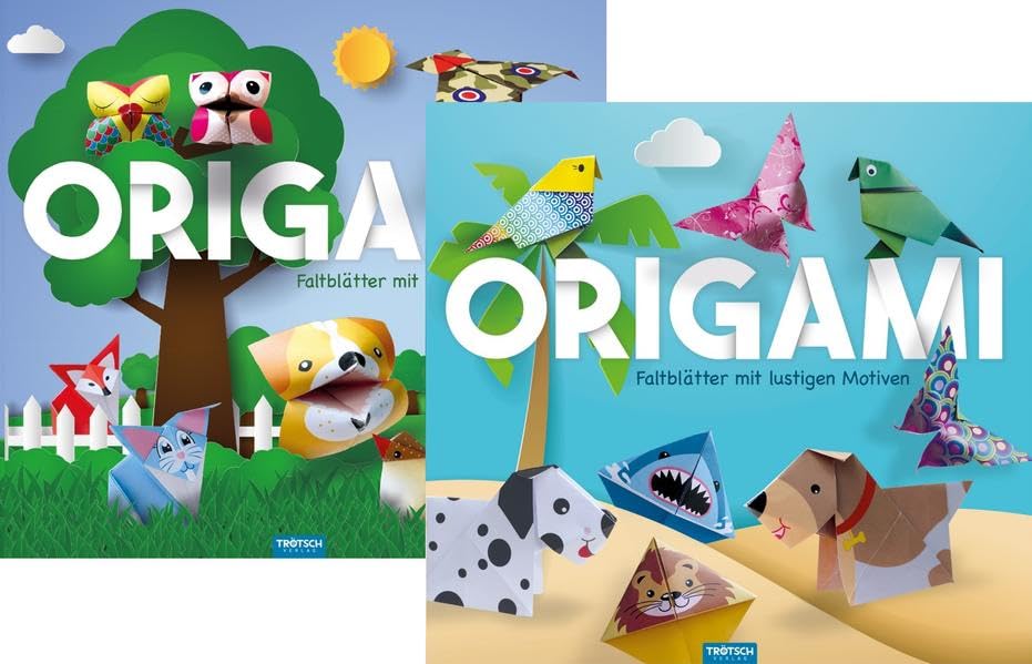 ORIGAMI Faltblätter mit lustigen Motiven: mit Perforation! 2 Motive, VE: 10 sortiert Tiptoi & Games