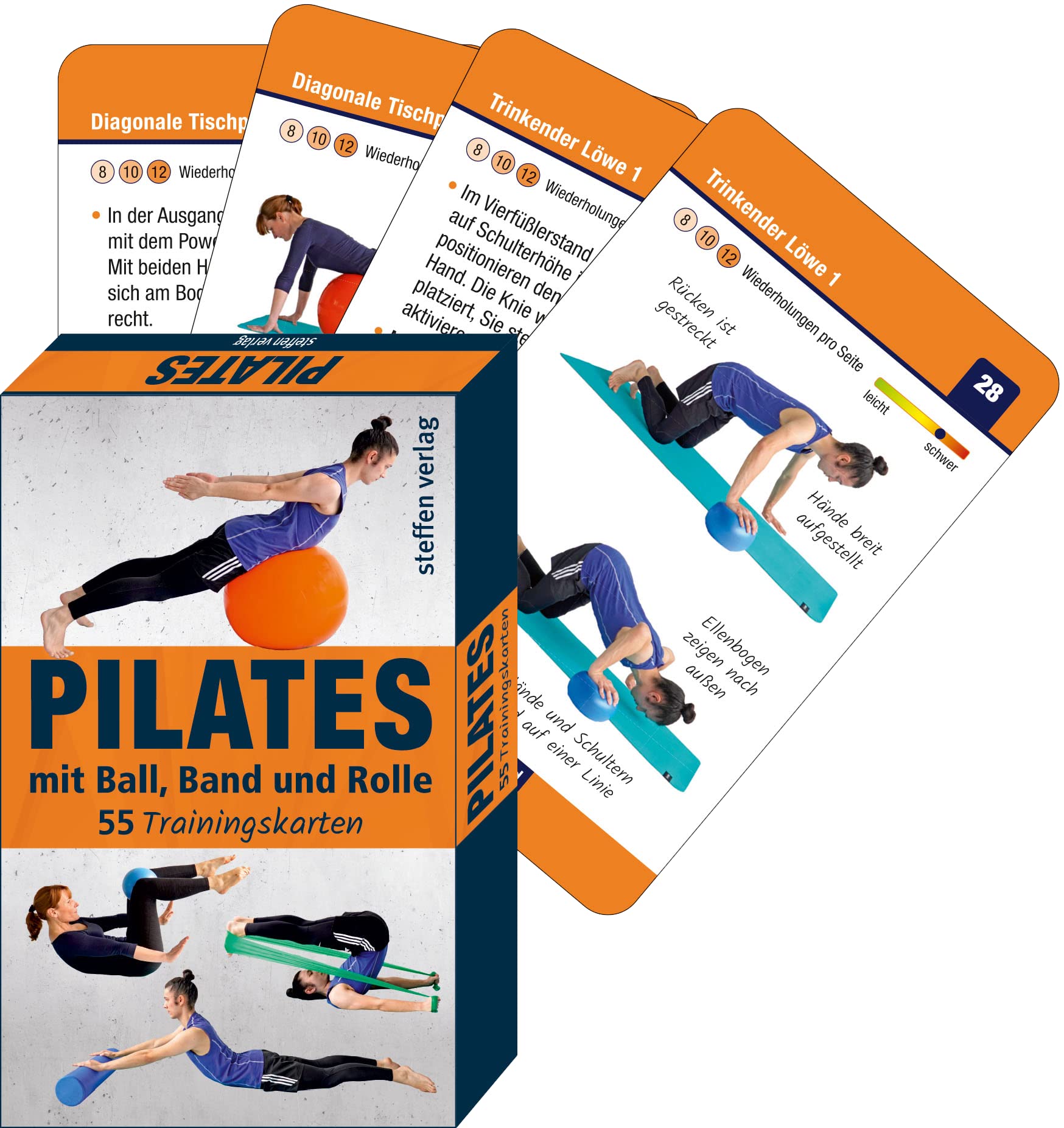 Trainingskarten: Pilates mit Ball, Band und Rolle Health, Nutrition & Fitness