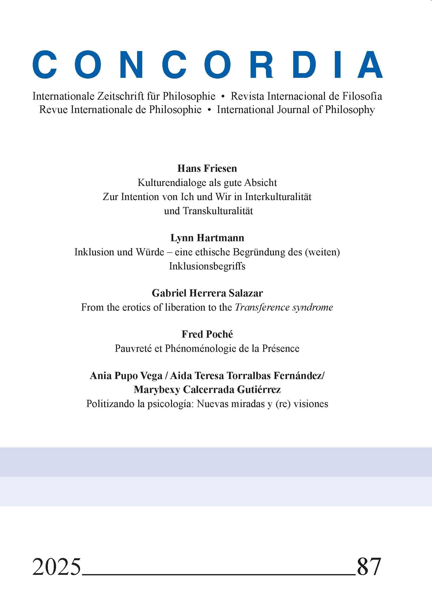 Concordia - Internationale Zeitschrift für Philosophie 87 Philosophy