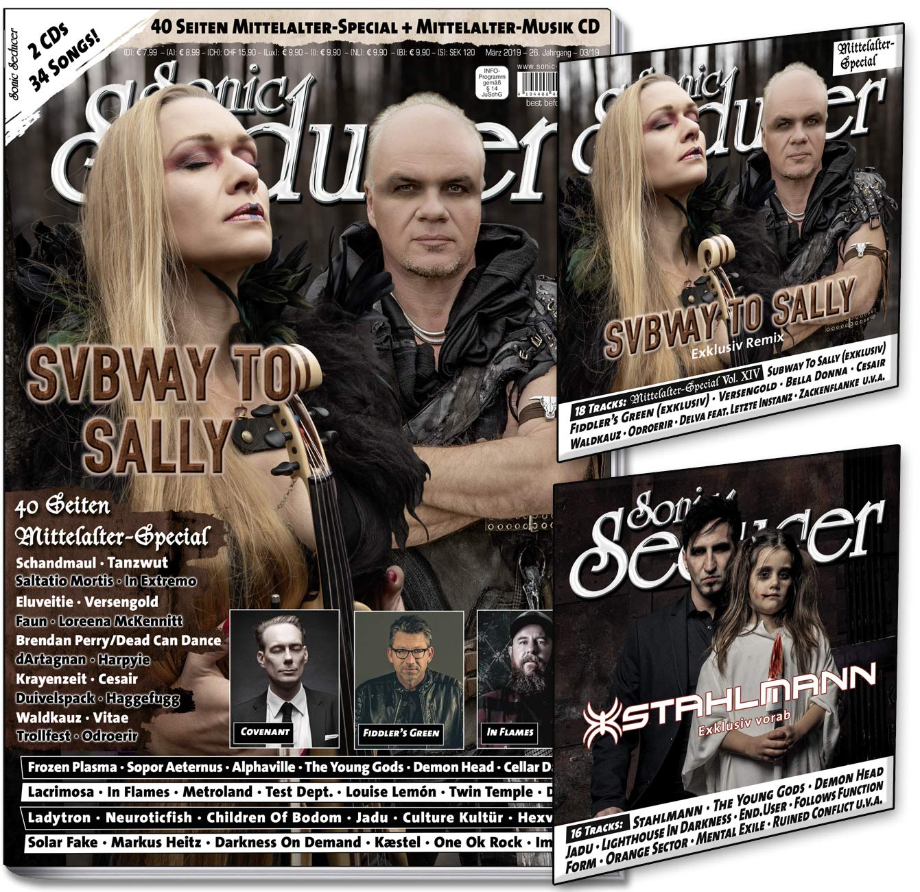 Sonic Seducer 03-2019 mit Subway To Sally-Titelstory + 40 Seiten Mittelalter- Special + 34 neue Songs auf 2 CDs, Bands: Schandmaul, Tanzwut, In ... und Mittelalter-Musik CD 34 Songs auf 2 CDs Books