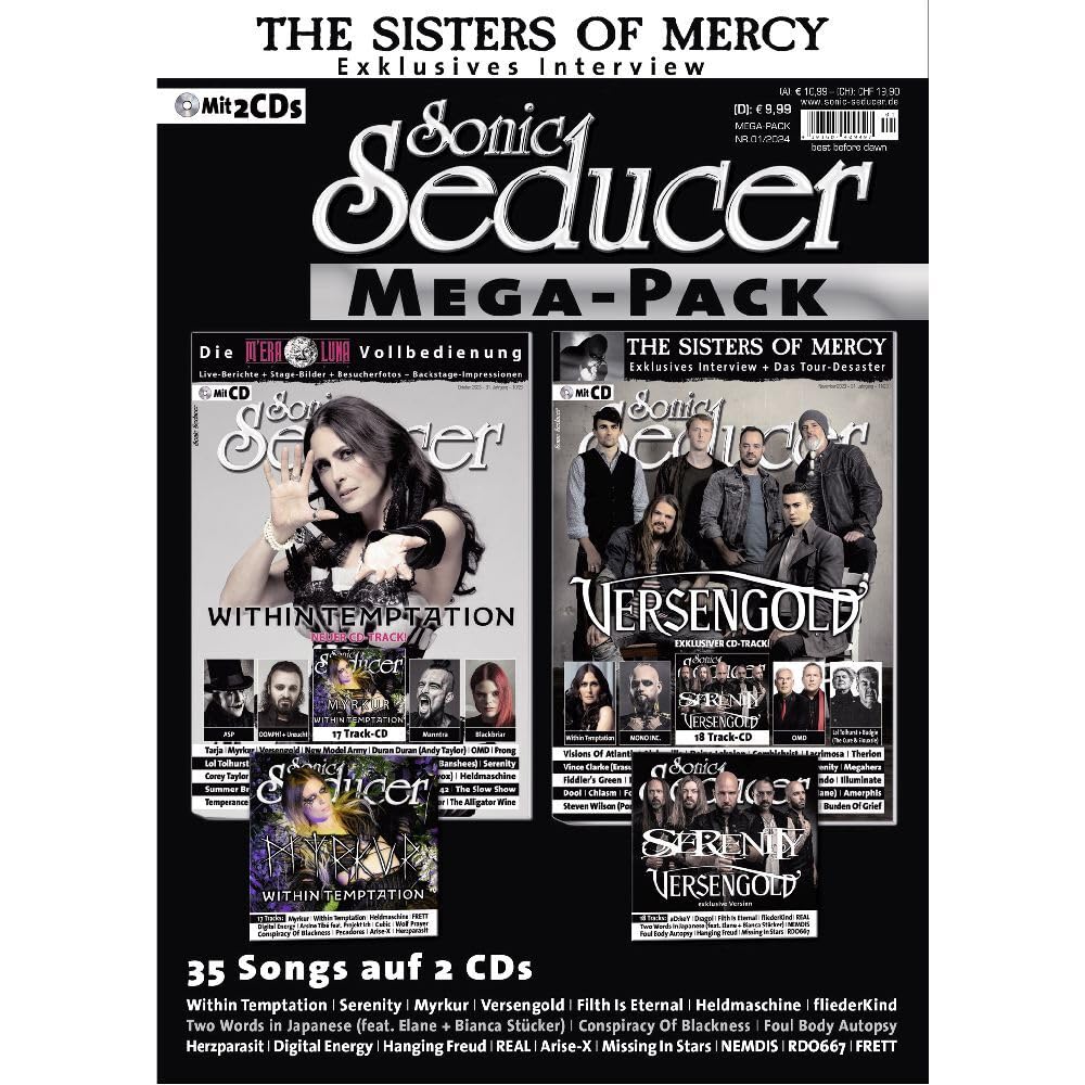 Sonic Seducer Mega-Pack 01/2024 mit Ausgabe 10/23 + 11/23 inkl. 2 CDs mit 35 Songs, im Mag: Within Temptation, Versengold, Myrkur, Serenity uvm. Books