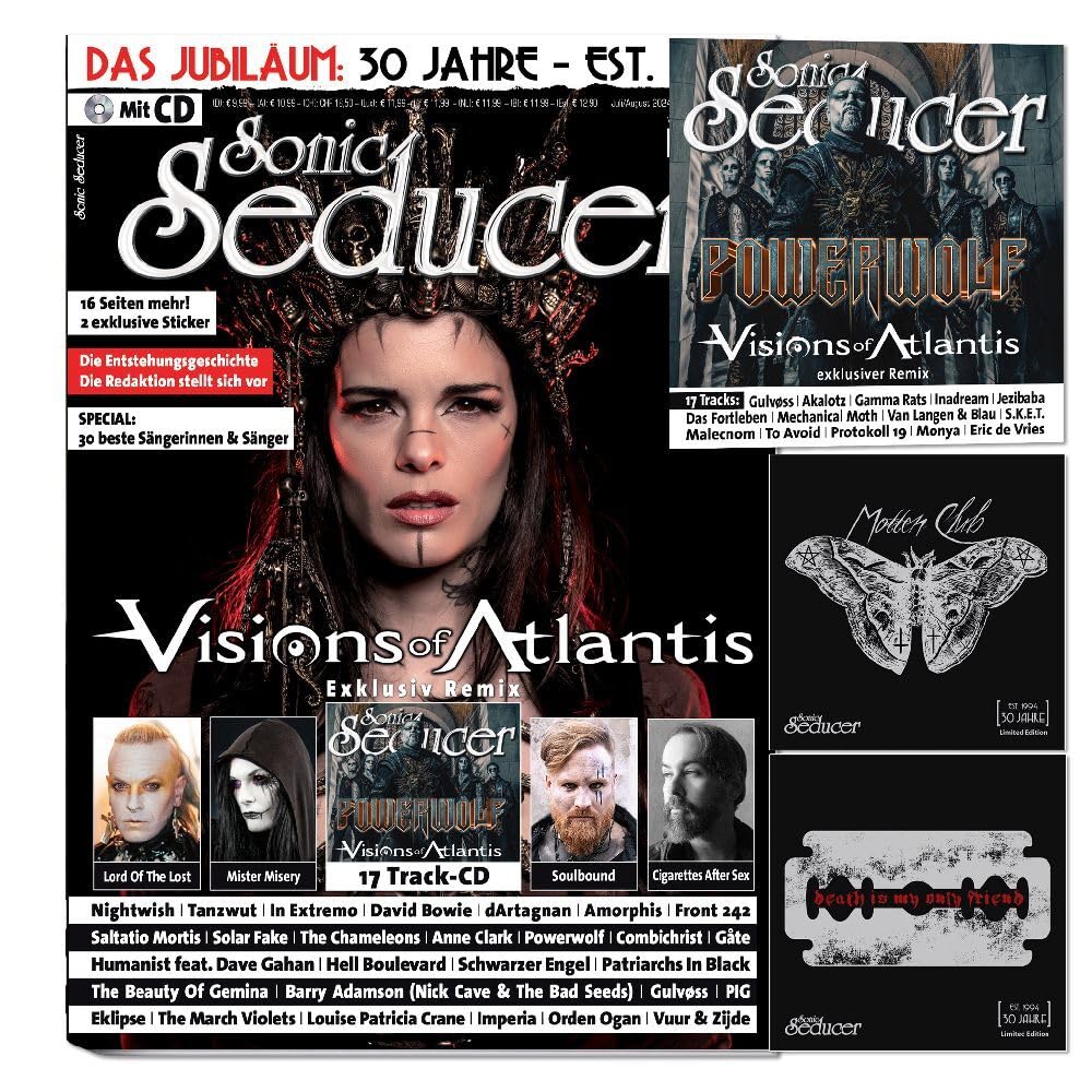 Sonic Seducer 07-08/2024 +CD +30-J.-Jubiläum (16 S.+2 Sticker): Visions Of Atlantis (exkl. Remix) +Lord Of The Lost +Mister Misery +Soulbound ... + In Extremo + Combichrist + Solar Fake Arts & Music