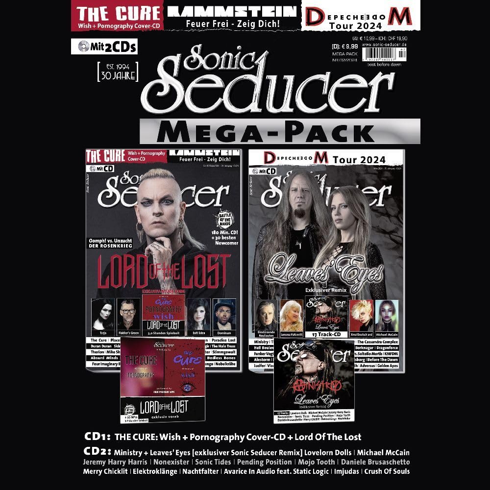 Sonic Seducer Mega-Pack 02/2024 (12/23-01/24+03/24): Lord Of The Lost , The Cure inkl. Cover-CD „Wish & Pornography“, ... Lovelorn Dolls, Michael McCain, uvm. Arts & Music