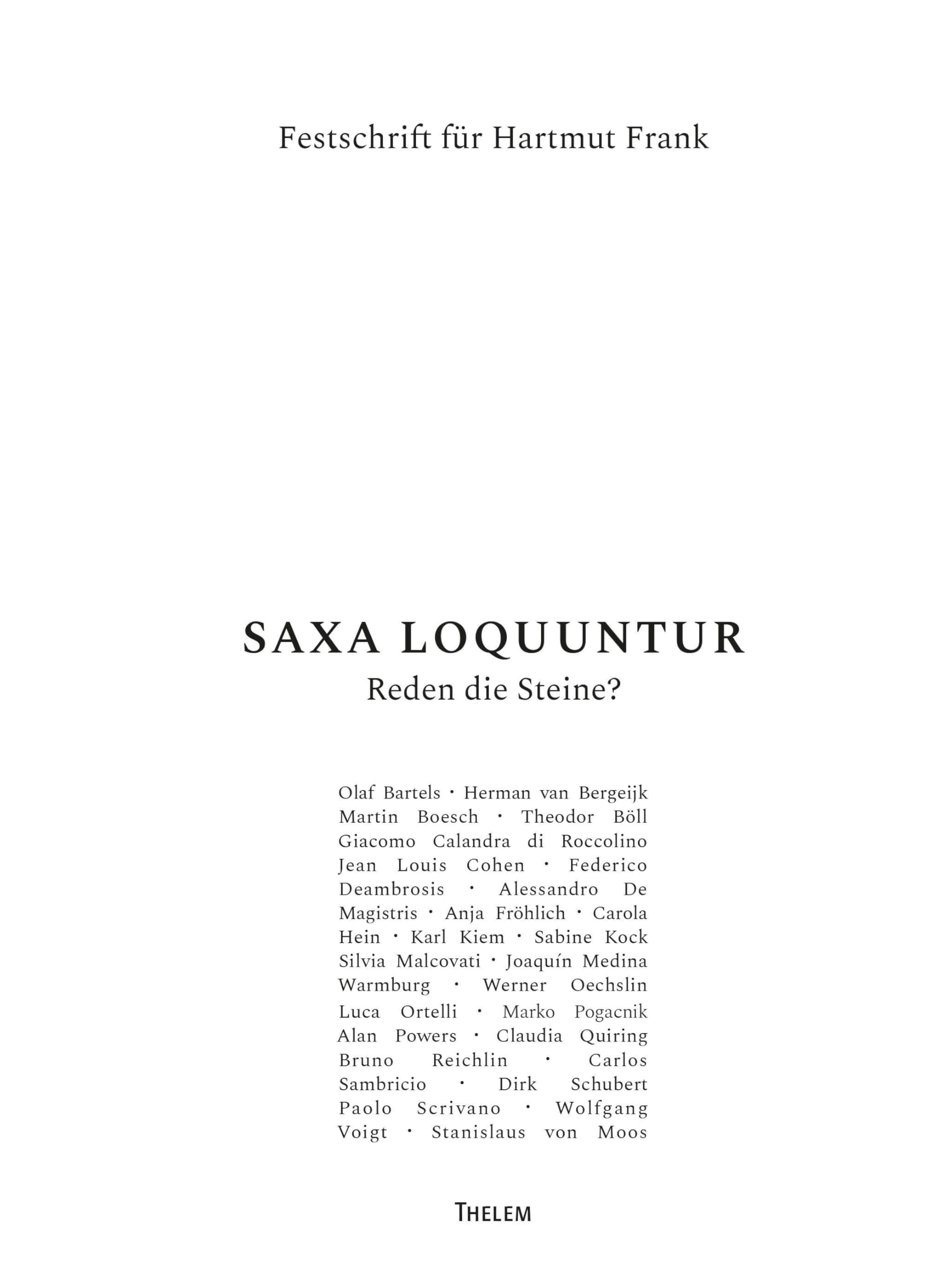 SAXA LOQUUNTUR - Reden die Steine? Architecture