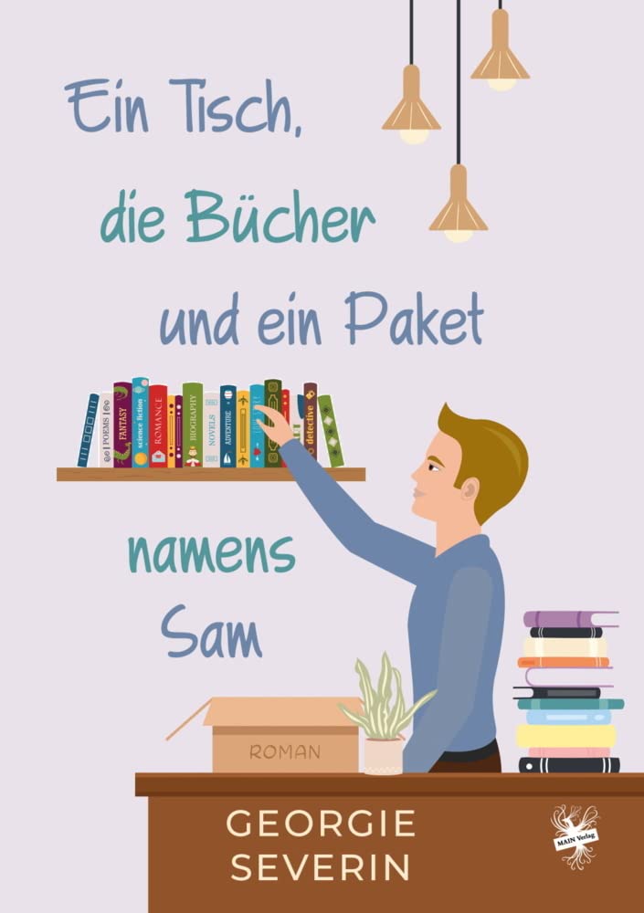 Ein Tisch, die Bücher und ein Paket namens Sam Contemporary literature