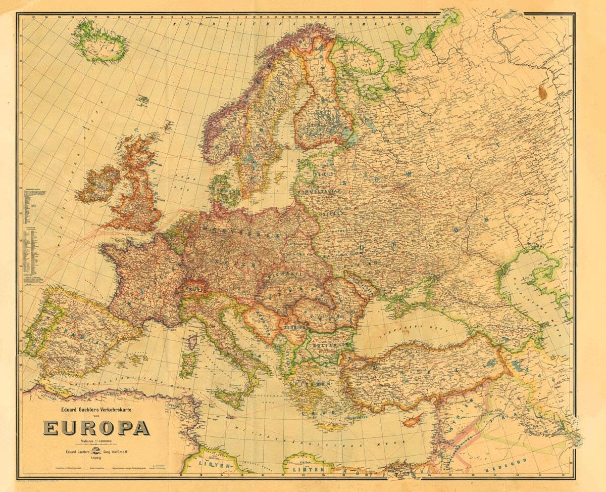 Historische Verkehrskarte von EUROPA 1942 : EUROPAKARTE General education