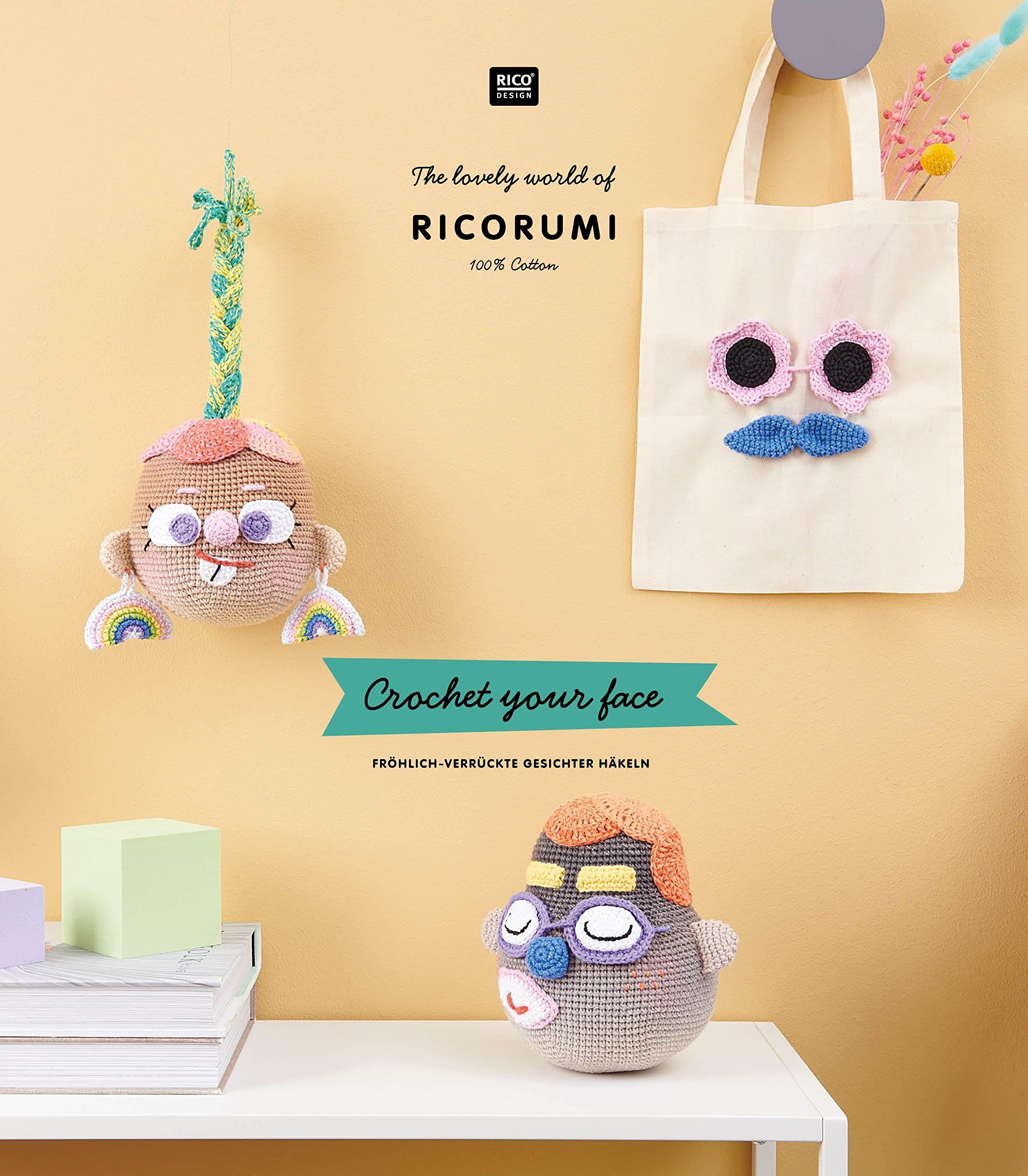 RICORUMI Crochet your face: The lovely world of RICORUMI, 100 % Cotton - Fröhlich verrückte Gesichter häkeln Hobbies & Crafts