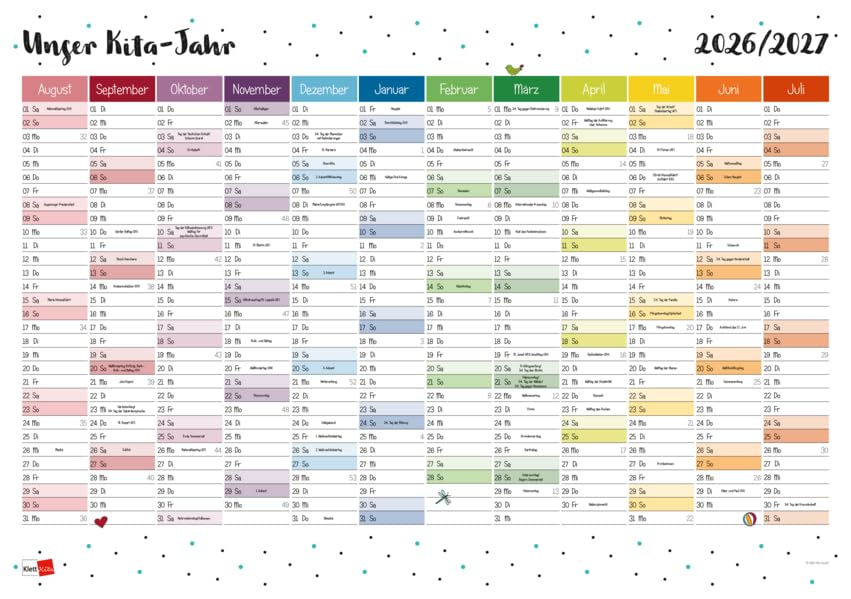 Wandkalender: Unser Kita-Jahr 2026/27 (Klett Kita Arbeitshilfen) Non-fiction