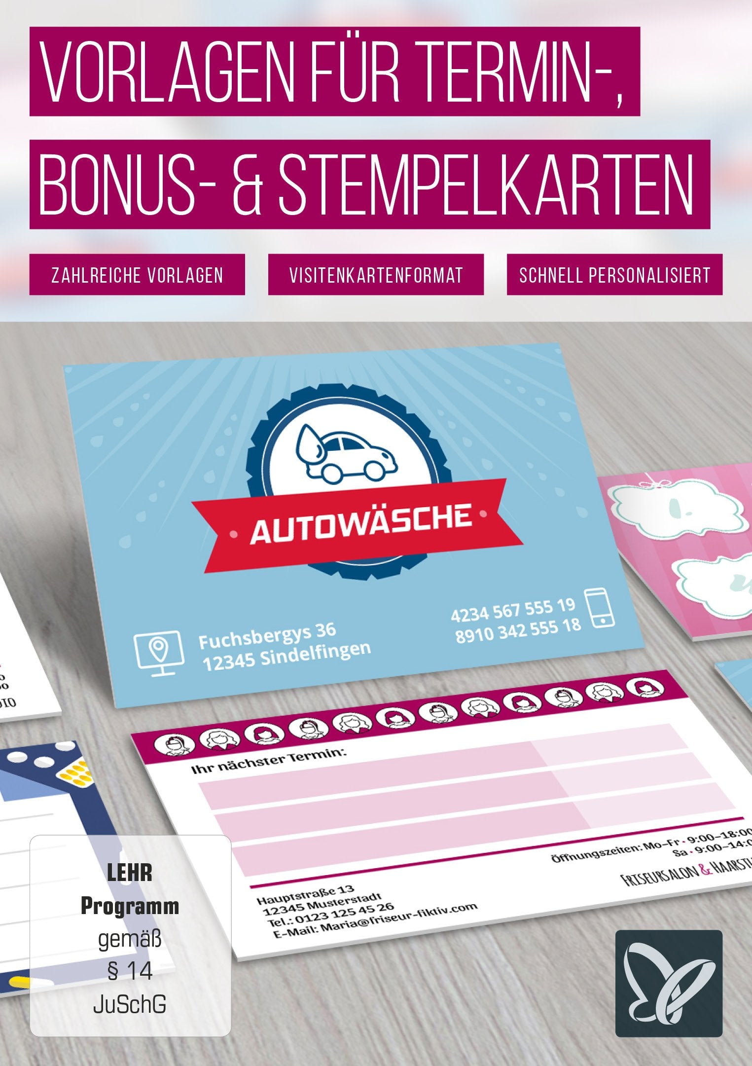 Vorlagen für Termin-, Bonus- und Stempelkarten (Win+Mac) Web & Graphic Design