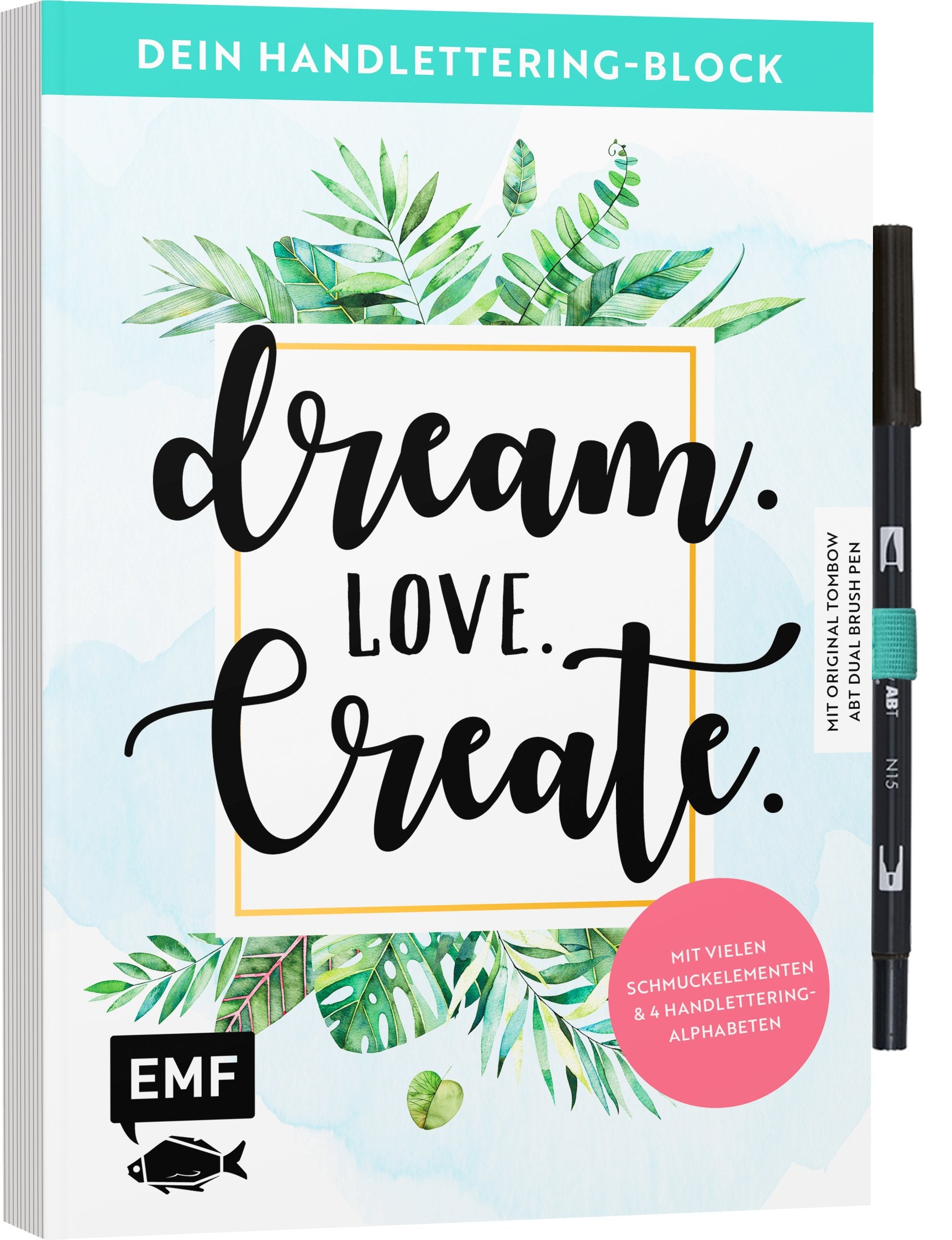 Dein Handlettering-Block – Dream. Love. Create. Mit original Tombow ABT Dual Brush Pen: Mit vielen Schmuckelementen und 4 Handlettering-Alphabeten Film, Art & Culture