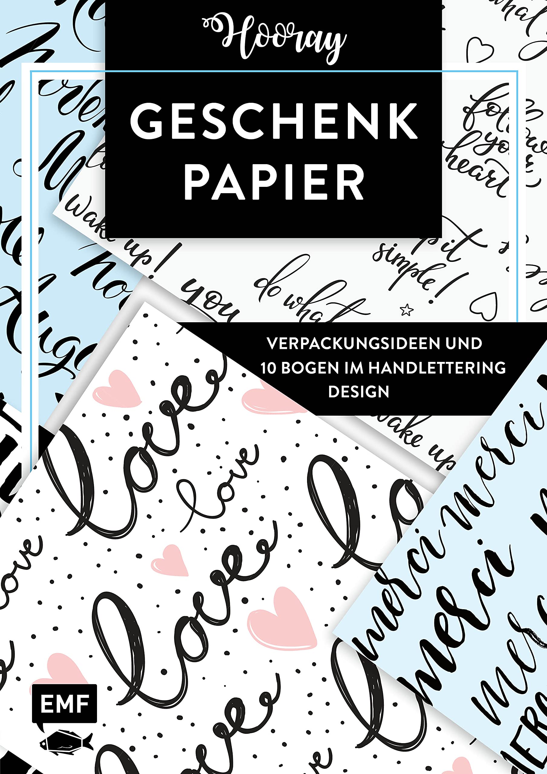 Das Geschenkpapier-Set – Hooray: Verpackungsideen und 10 Bogen im Handlettering Design: 10 Bogen, 80 x 59 cm Hobbies & Crafts