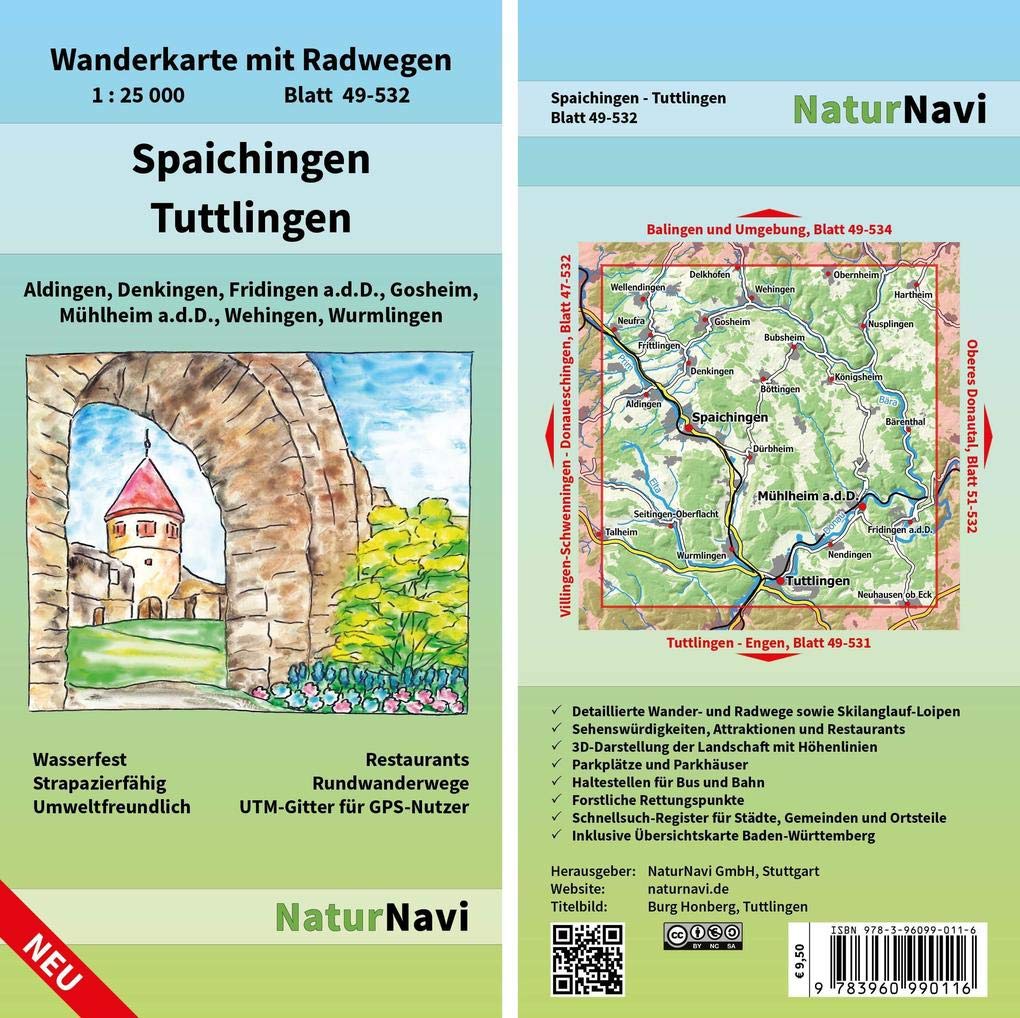 Spaichingen - Tuttlingen: Wanderkarte mit Radwegen, Blatt 49-532, 1 : 25 000, Aldingen, Denkingen, Fridingen a.d.D., Gosheim, Mühlheim a.d.D., ... (NaturNavi Wanderkarte mit Radwegen 1:25 000) Leisure, Home & Garden
