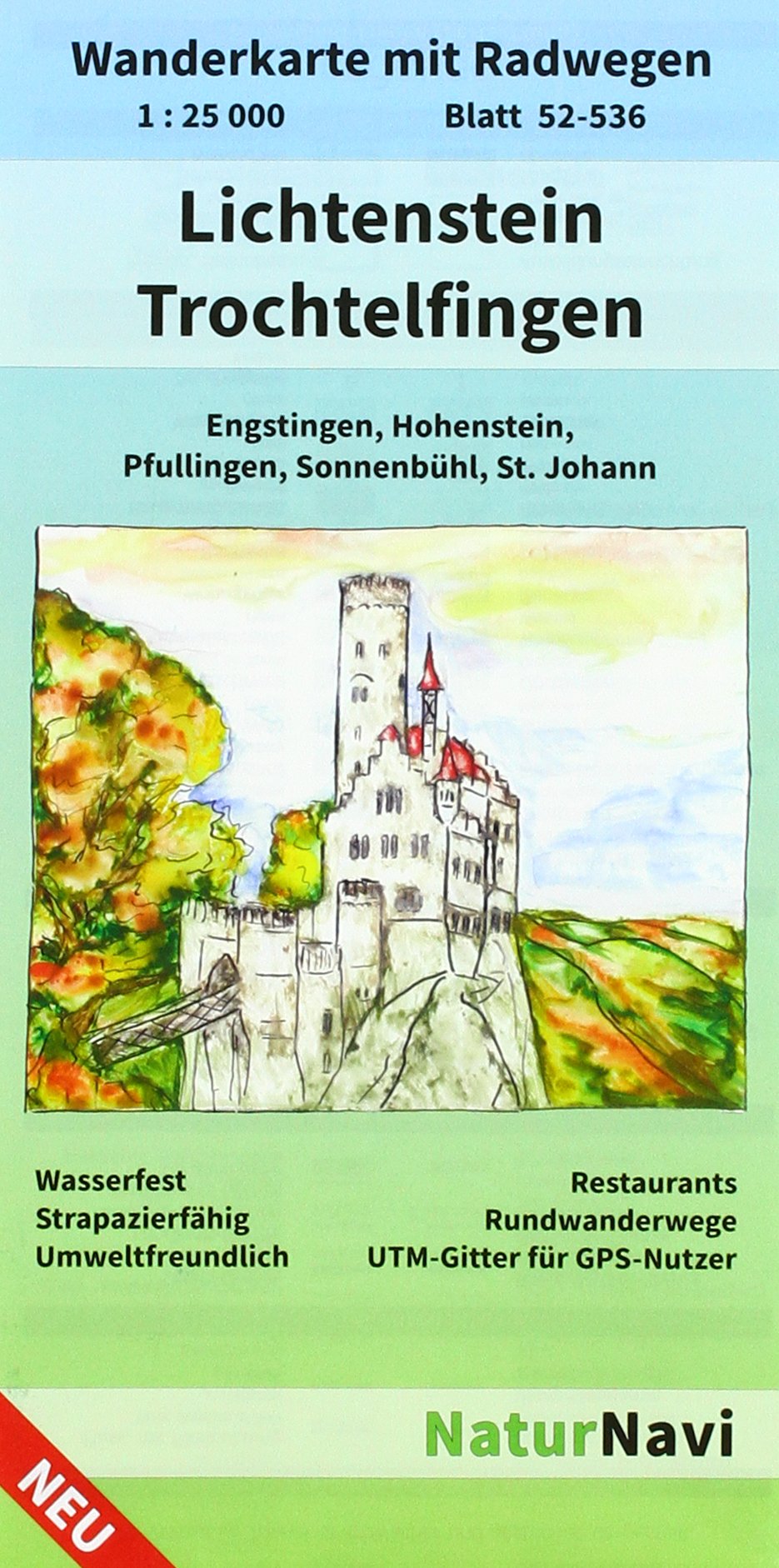 Lichtenstein - Trochtelfingen: Wanderkarte mit Radwegen, Blatt 52-536, 1 : 25 000, Engstingen, Hohenstein, Pfullingen, Sonnenbühl, St. Johann (NaturNavi Wanderkarte mit Radwegen 1:25 000) Leisure, Home & Garden
